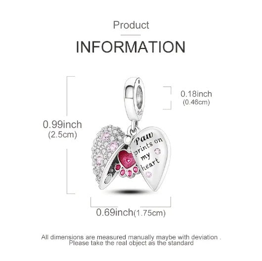 Heart Paw Print Charm